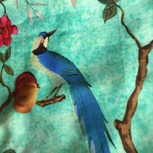 GREEN Birds Flowers Large Scarf Wrap Shawl Sarong